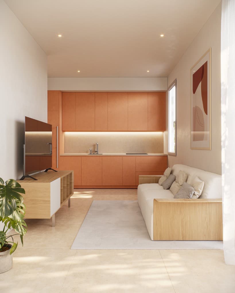 Salón-cocina en Mediterránea Residence
